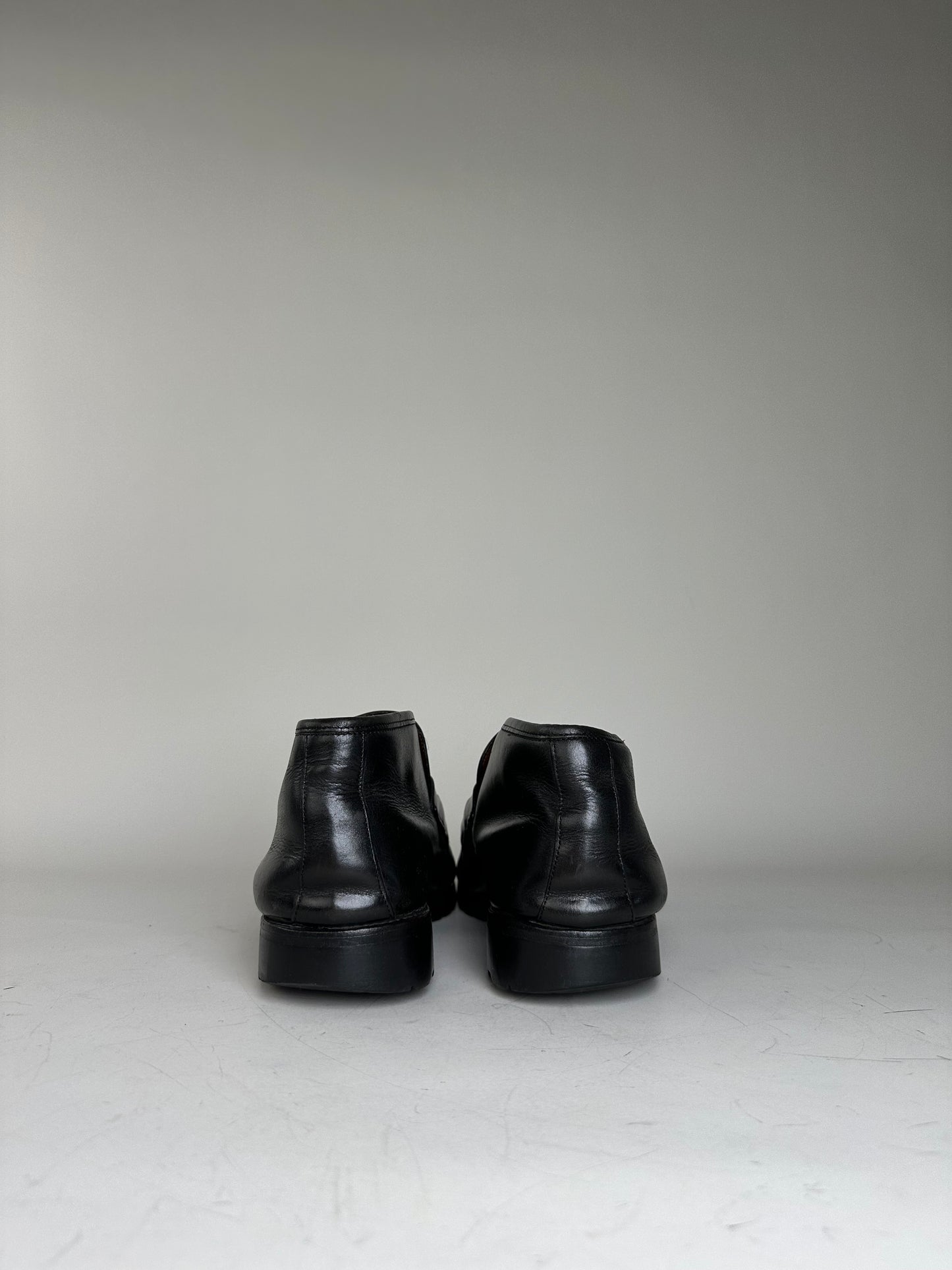 Vintage Gucci Leather Loafers Black Silver EU40.5