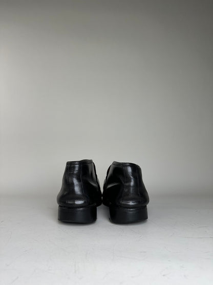 Vintage Gucci Leather Loafers Black Silver EU40.5