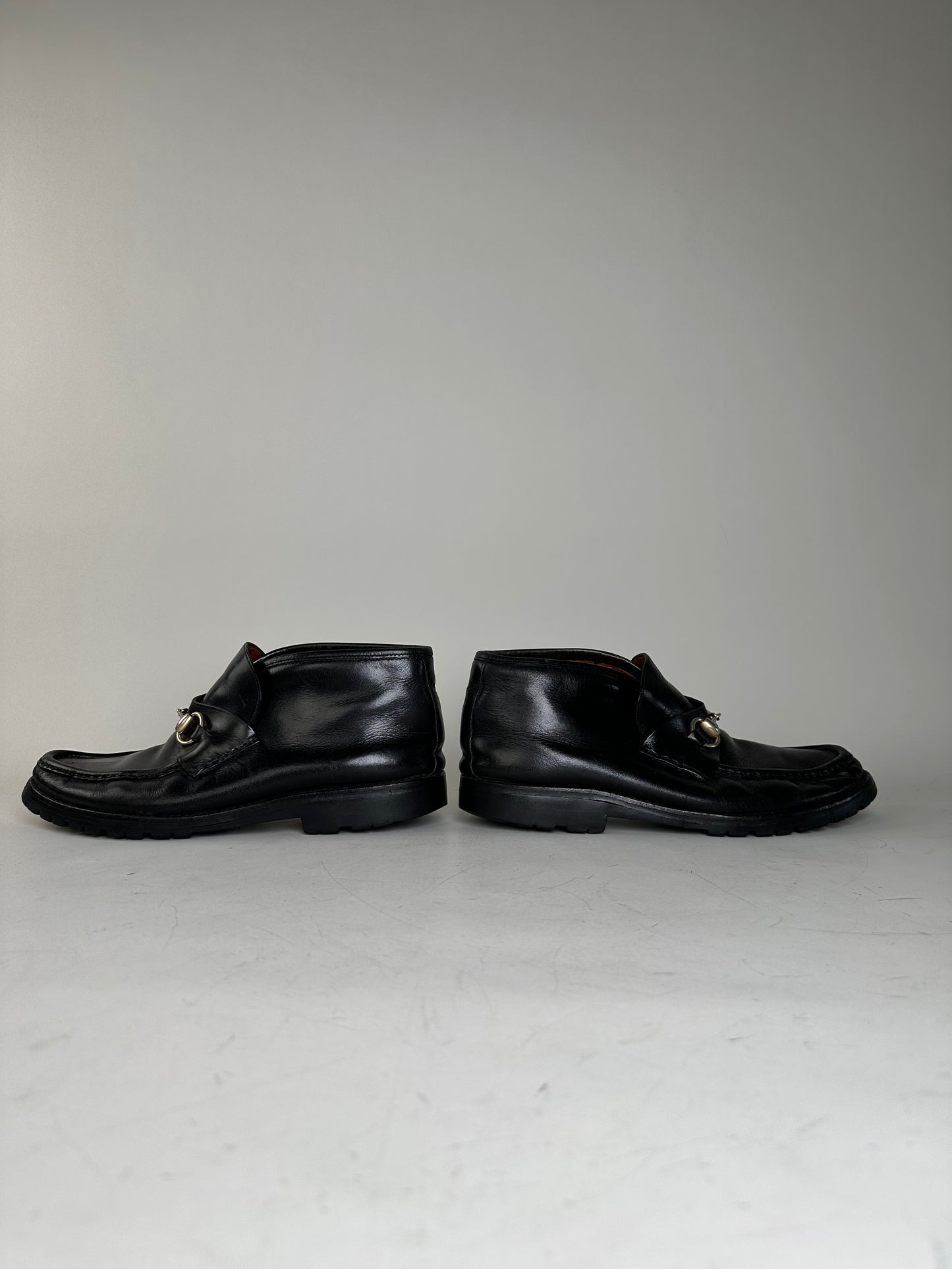 Vintage Gucci Leather Loafers Black Silver EU40.5