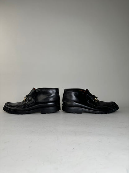 Vintage Gucci Leather Loafers Black Silver EU40.5