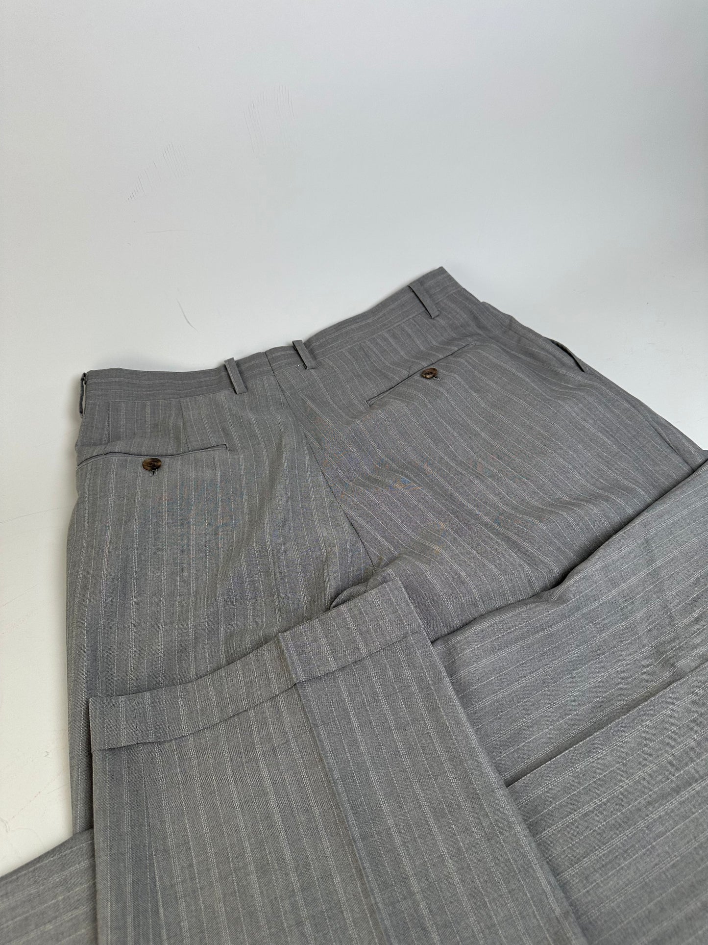 Vintage Dior Men’s Wool Blend Blazer Light Grey Stripe XL