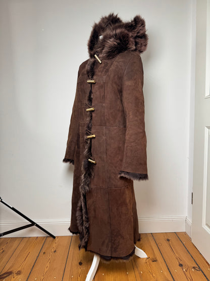 Vintage Bottega Veneta Leather Fur Coat brown 36/S