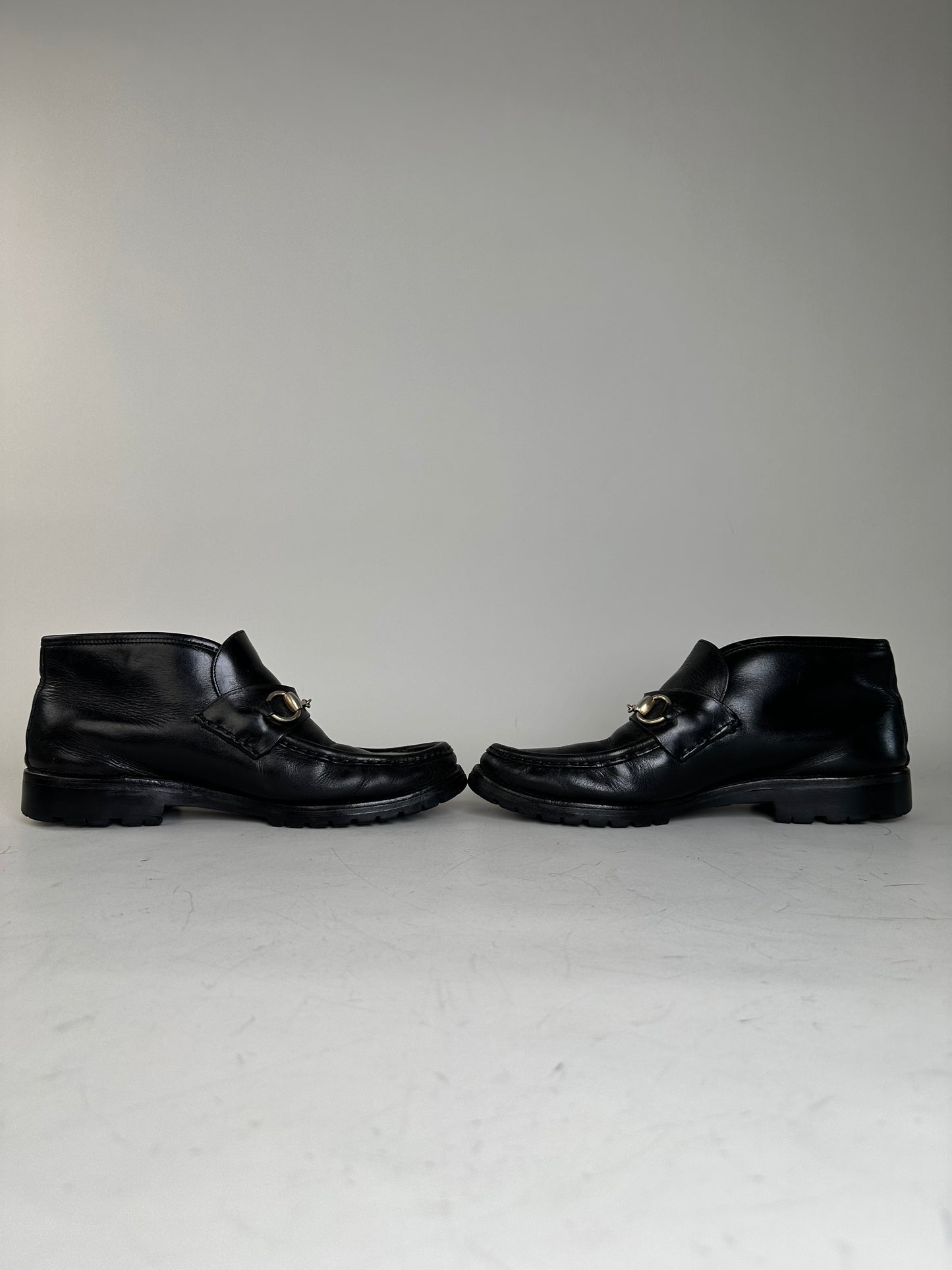 Vintage Gucci Leather Loafers Black Silver EU40.5