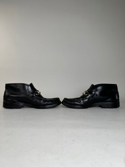 Vintage Gucci Leather Loafers Black Silver EU40.5