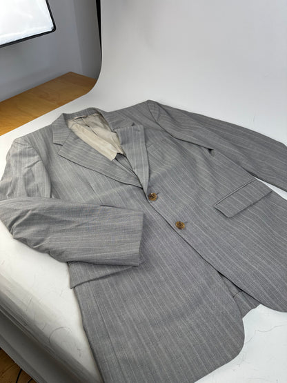 Vintage Dior Men’s Wool Blend Blazer Light Grey Stripe XL