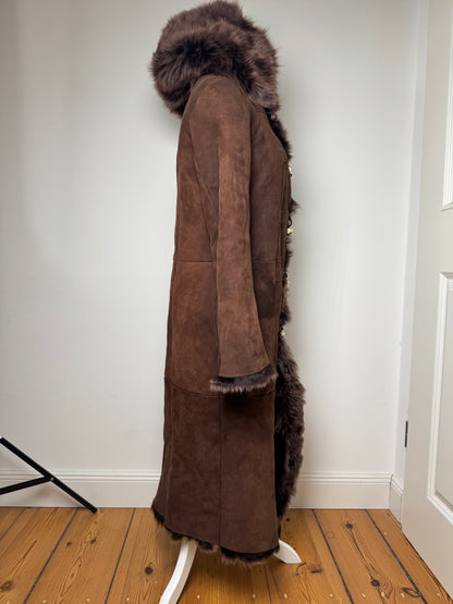 Vintage Bottega Veneta Leather Fur Coat brown 36/S