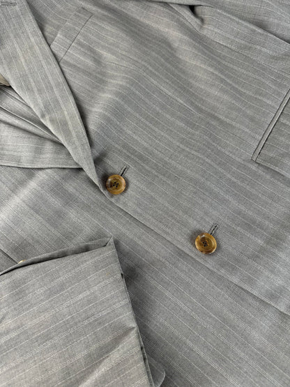 Vintage Dior Men’s Wool Blend Blazer Light Grey Stripe XL