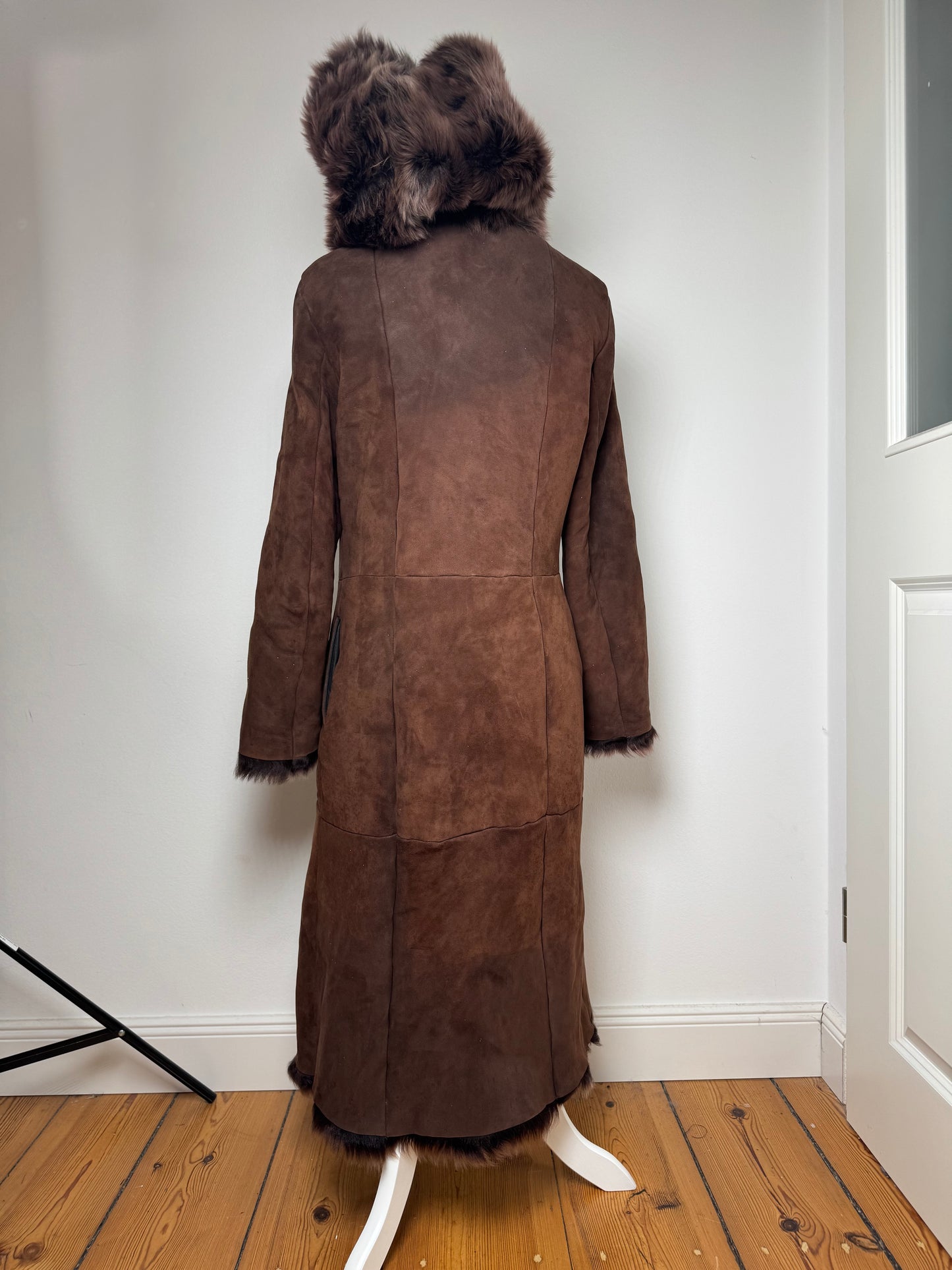 Vintage Bottega Veneta Leather Fur Coat brown 36/S