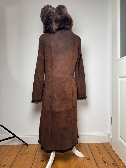 Vintage Bottega Veneta Leather Fur Coat brown 36/S