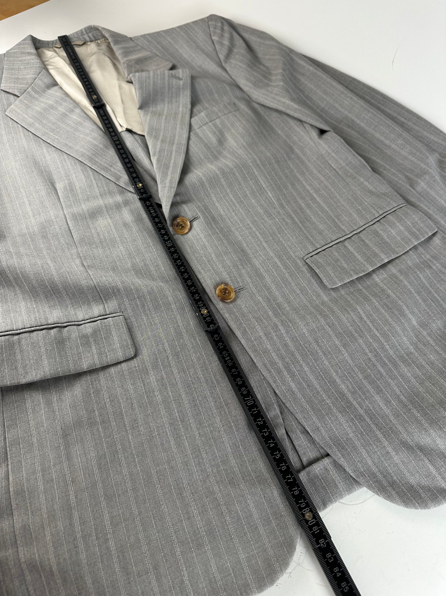Vintage Dior Men’s Wool Blend Blazer Light Grey Stripe XL