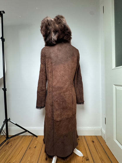 Vintage Bottega Veneta Leather Fur Coat brown 36/S