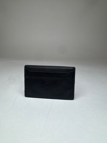 Vintage Prada Triangle Saffiano Leather Card Holder Black