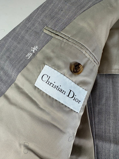 Vintage Dior Men’s Wool Blend Blazer Light Grey Stripe XL