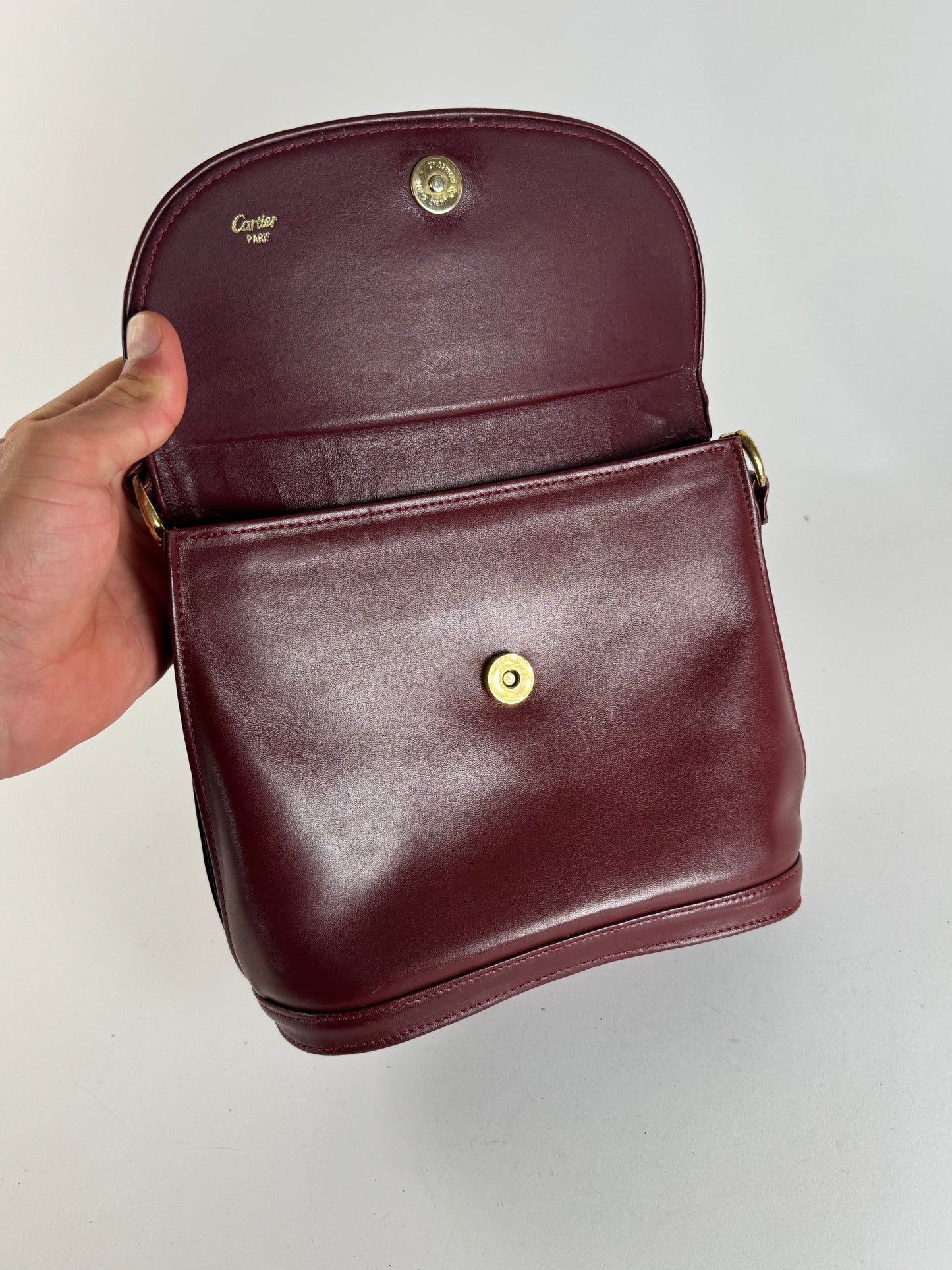 Vintage Cartier leather bag Burgundy