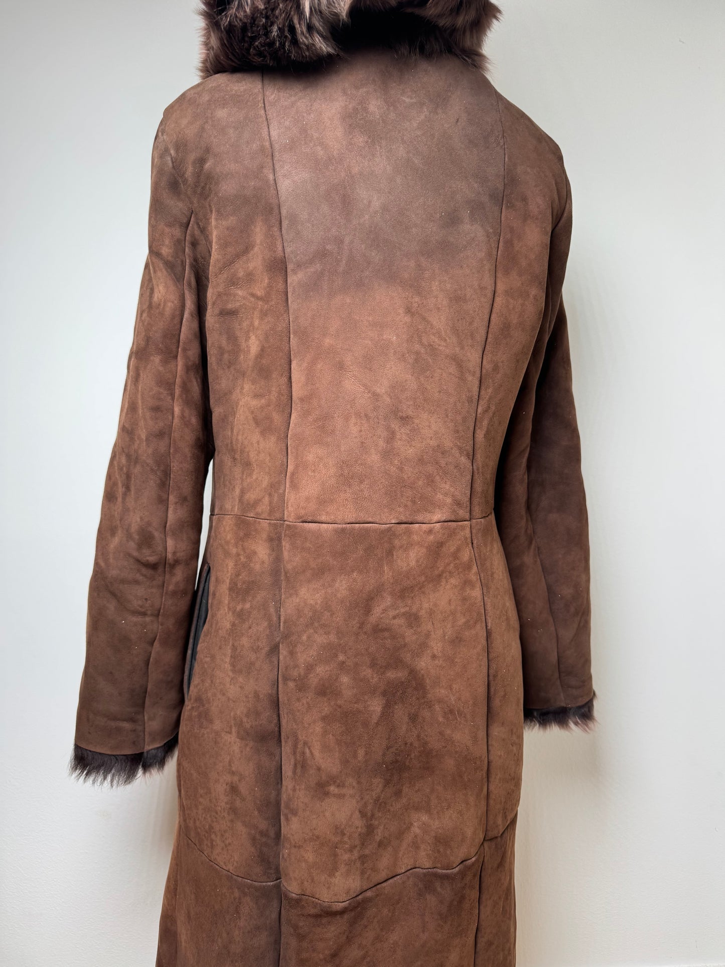 Vintage Bottega Veneta Leather Fur Coat brown 36/S