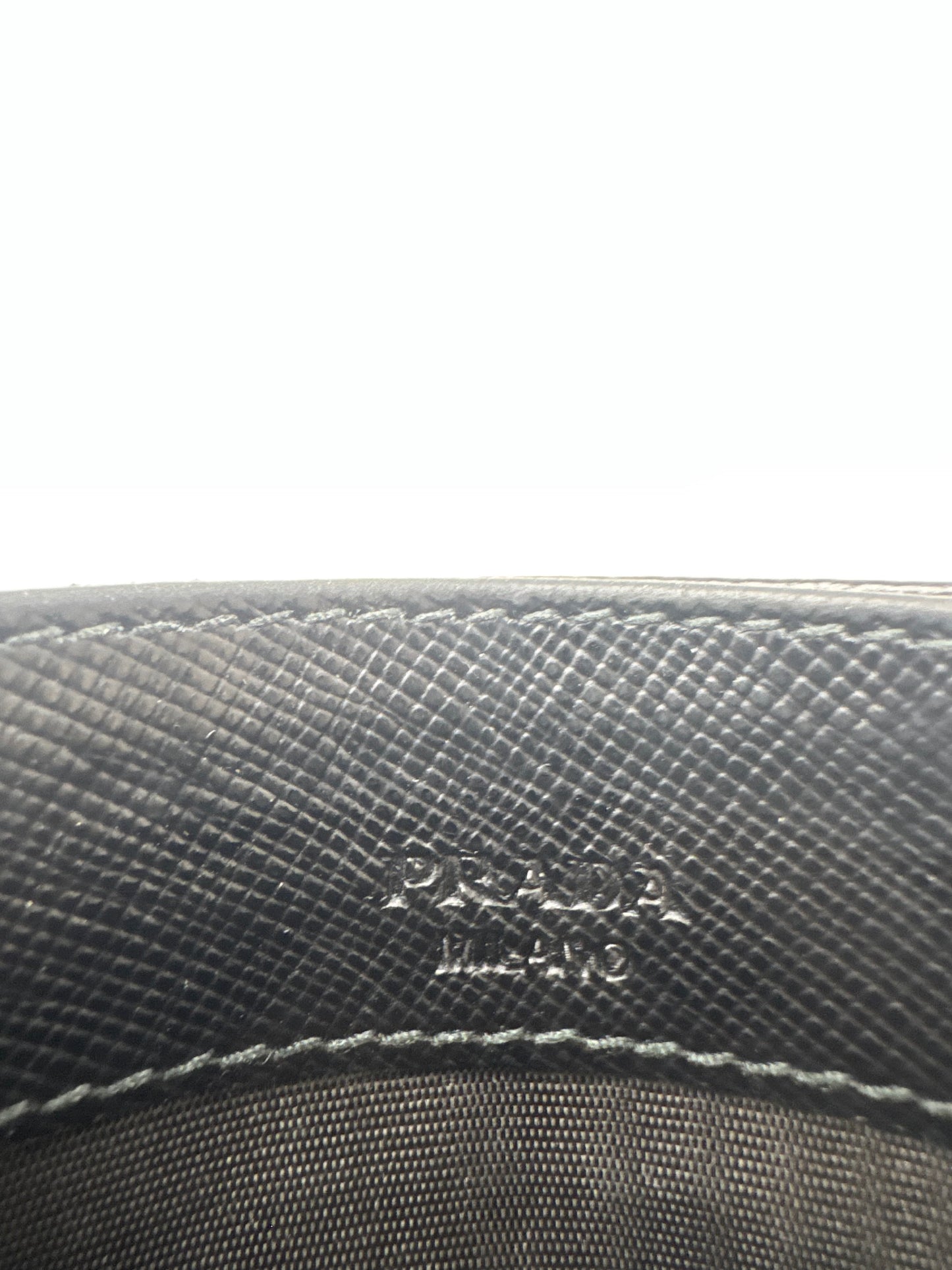 Vintage Prada Triangle Saffiano Leather Card Holder Black