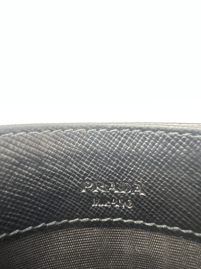 Vintage Prada Triangle Saffiano Leather Card Holder Black