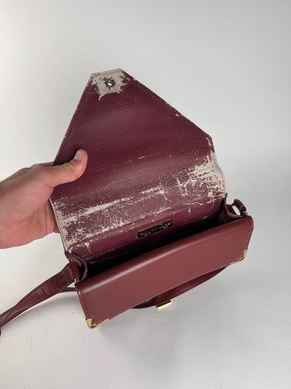 Vintage Cartier Crossbody Leather Bag Burgundy