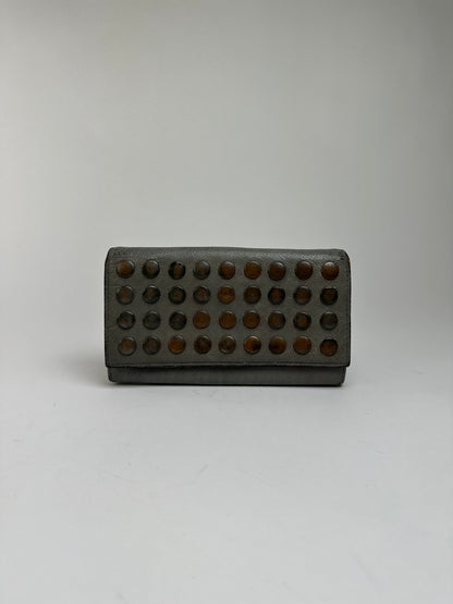 Vintage Marni Studded Leather Bifold Wallet Grey Brass