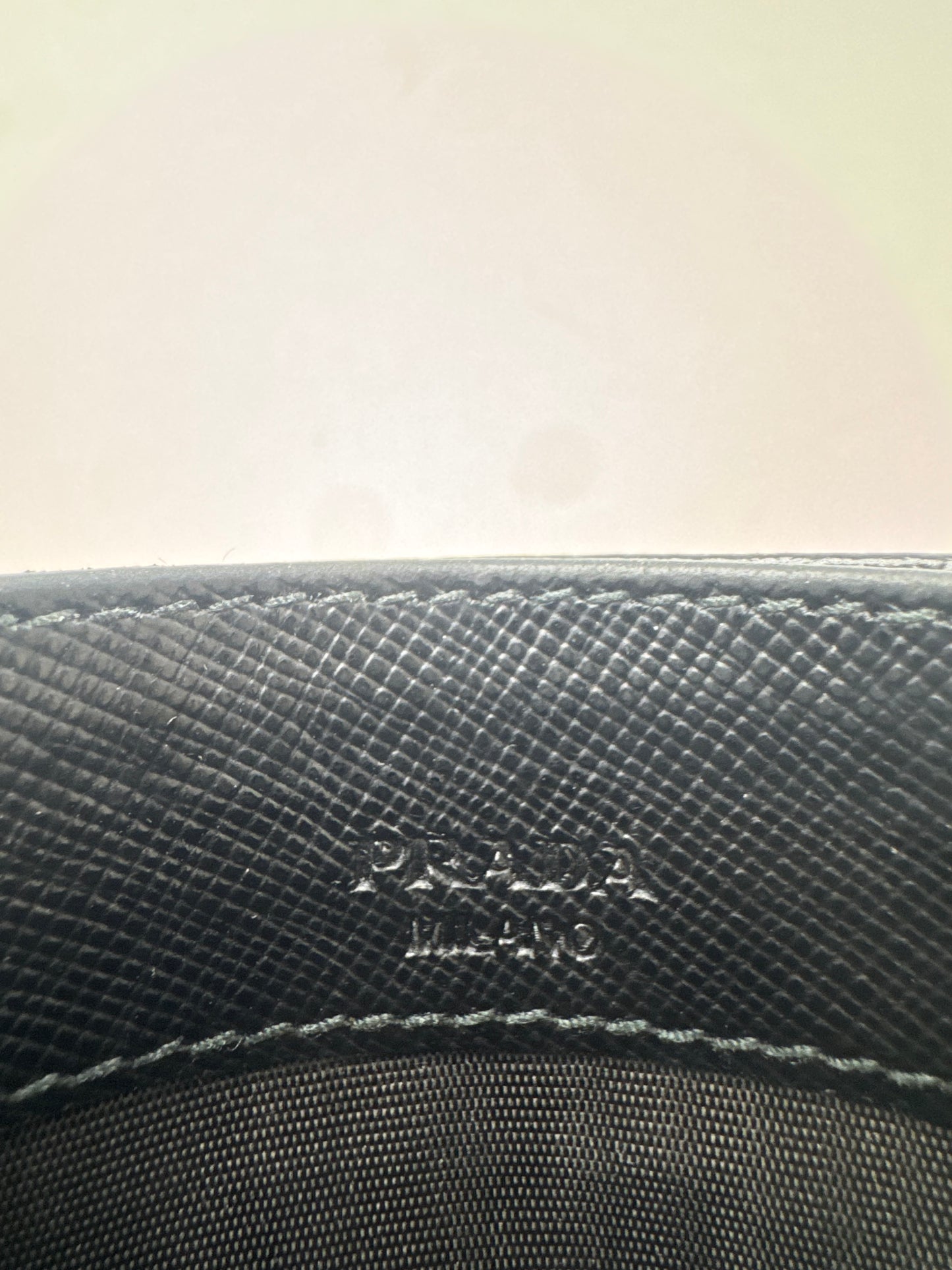 Vintage Prada Triangle Saffiano Leather Card Holder Black