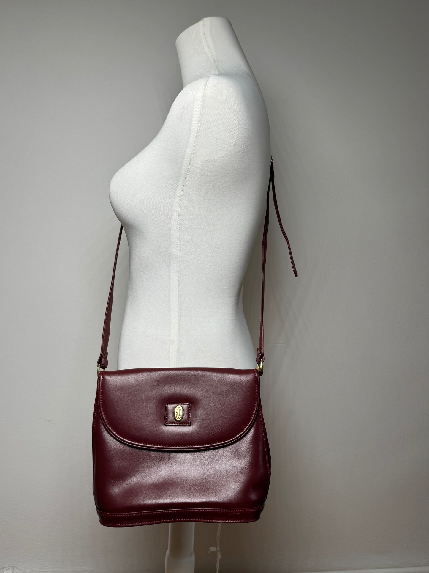 Vintage Cartier leather bag Burgundy