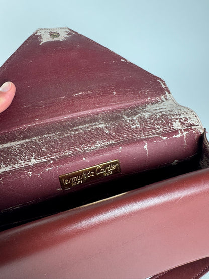 Vintage Cartier Crossbody Leather Bag Burgundy