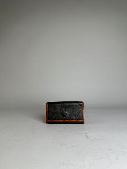 Vintage Celine Textured Leather Card Holder Black Brown Gold