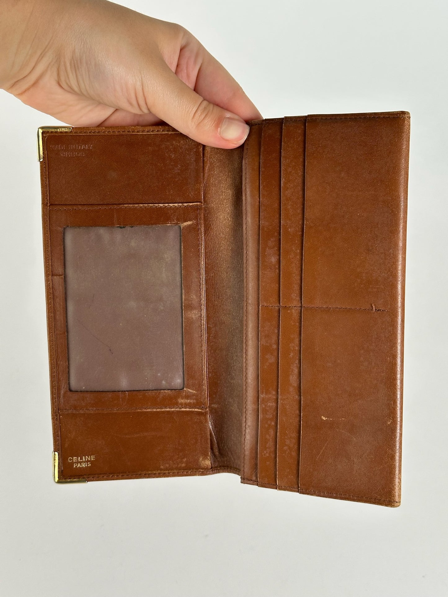 Vintage Celine Paris Leather ID Card Holder Brown