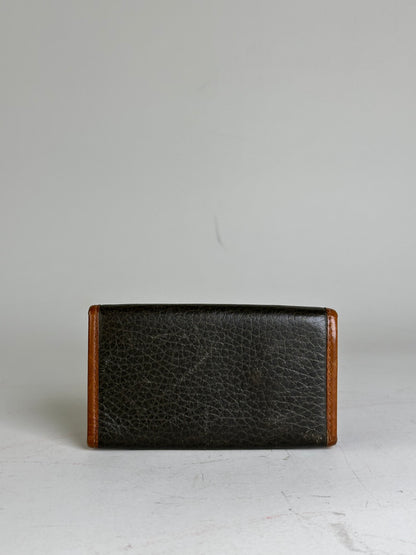 Vintage Celine Textured Leather Card Holder Black Brown Gold