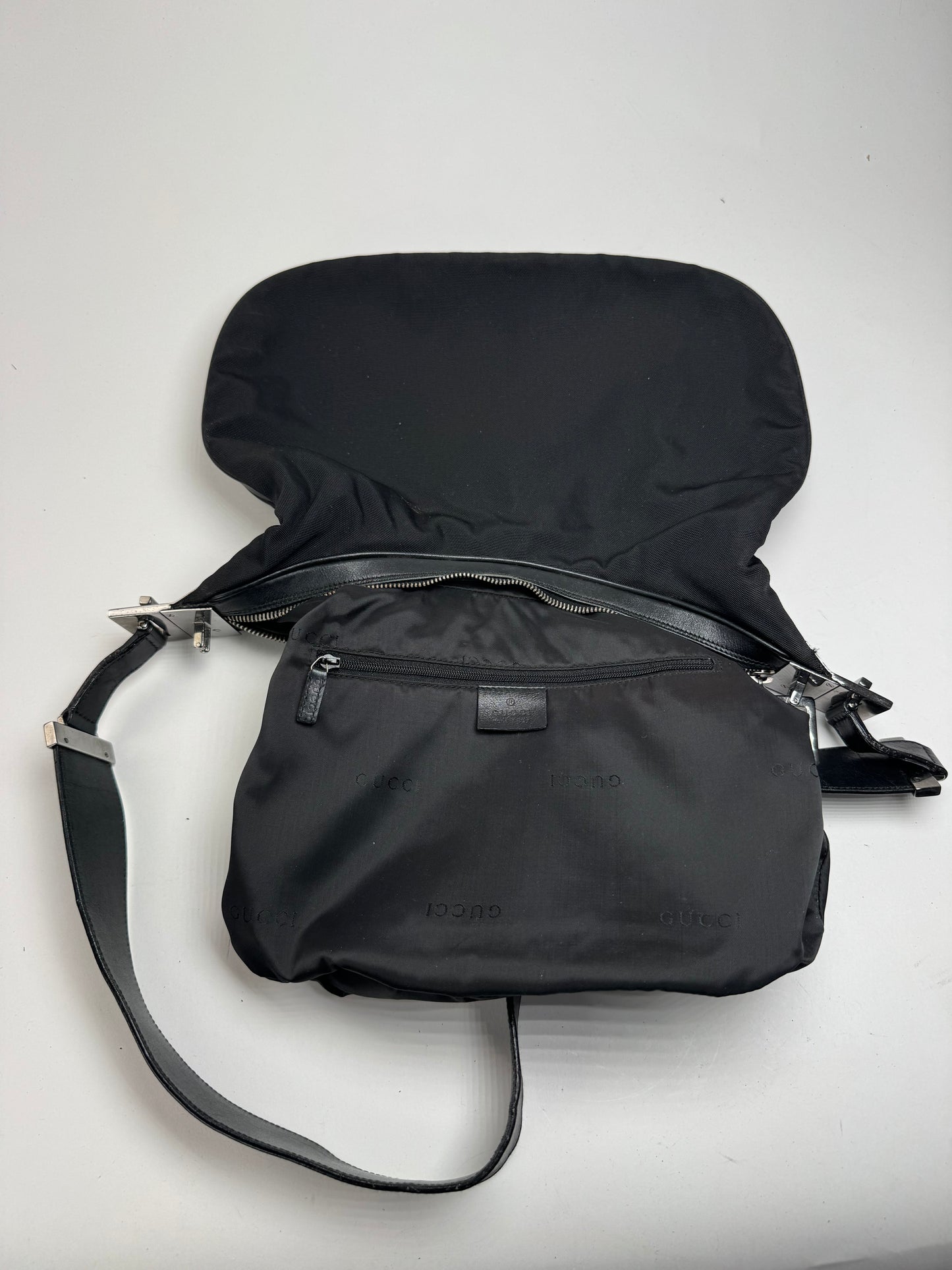 Sac à main vintage Gucci Tom Ford 2Way en toile et cuir noir