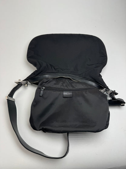 Sac à main vintage Gucci Tom Ford 2Way en toile et cuir noir