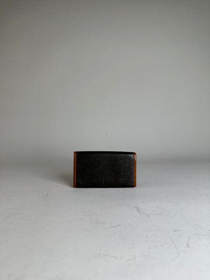 Vintage Celine Textured Leather Card Holder Black Brown Gold