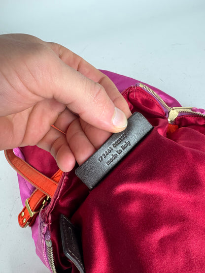 Vintage Yves Saint Laurent Velvet Leather Mini Handbag Pink Red Orange