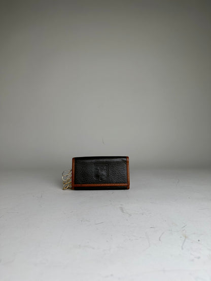 Vintage Celine Textured Leather Card Holder Black Brown Gold