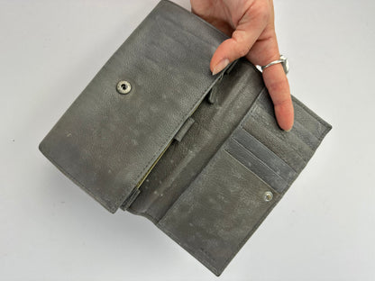 Vintage Marni Studded Leather Bifold Wallet Grey Brass