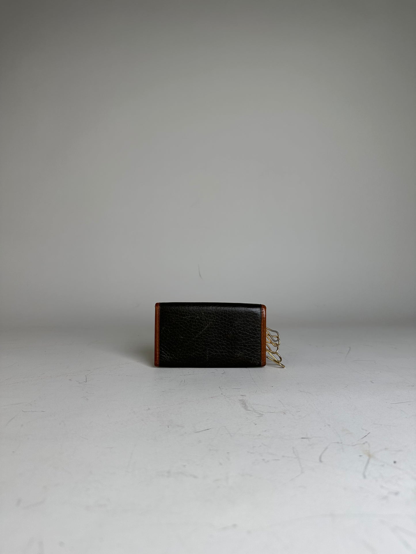 Vintage Celine Textured Leather Card Holder Black Brown Gold