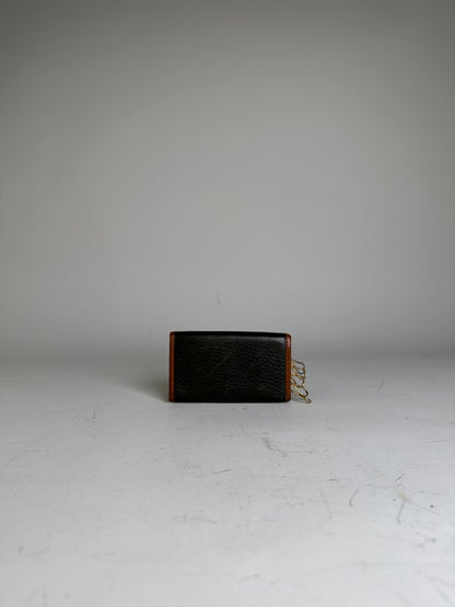 Vintage Celine Textured Leather Card Holder Black Brown Gold