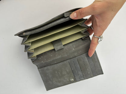 Vintage Marni Studded Leather Bifold Wallet Grey Brass