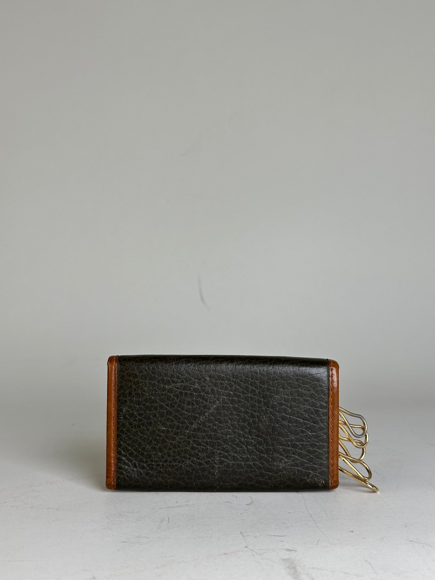 Vintage Celine Textured Leather Card Holder Black Brown Gold