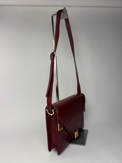 Vintage Cartier Crossbody Leather Bag Burgundy