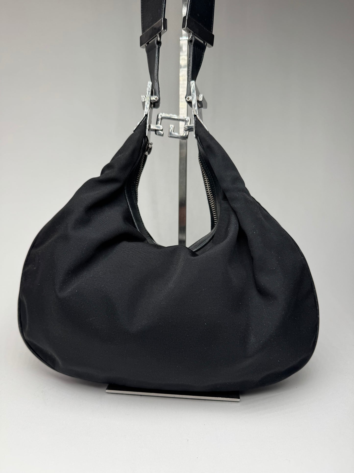 Sac à main vintage Gucci Tom Ford 2Way en toile et cuir noir