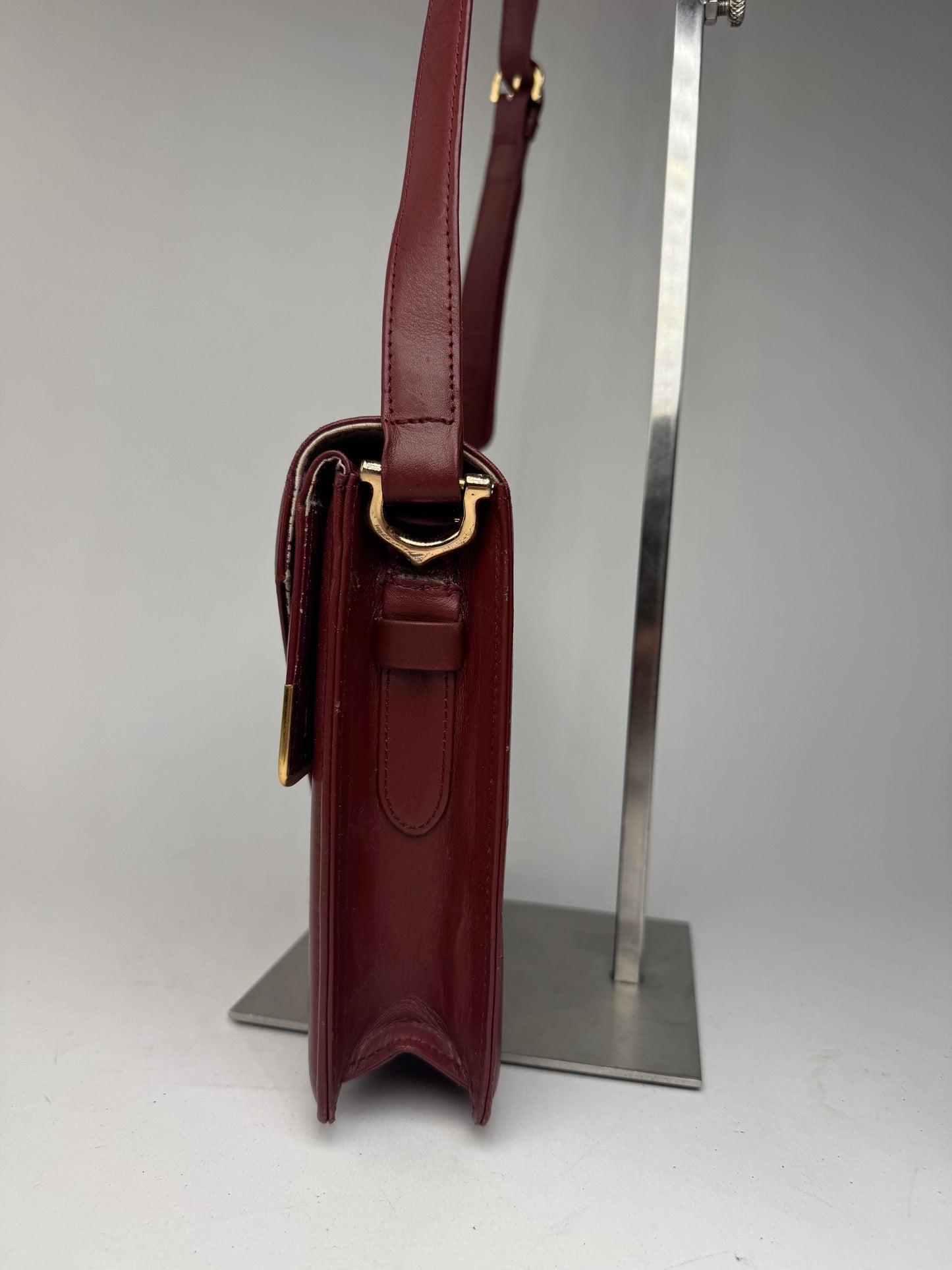 Vintage Cartier Crossbody Leather Bag Burgundy