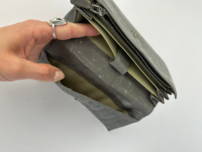 Vintage Marni Studded Leather Bifold Wallet Grey Brass