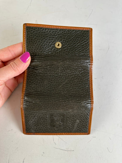 Vintage Celine Textured Leather Card Holder Black Brown Gold