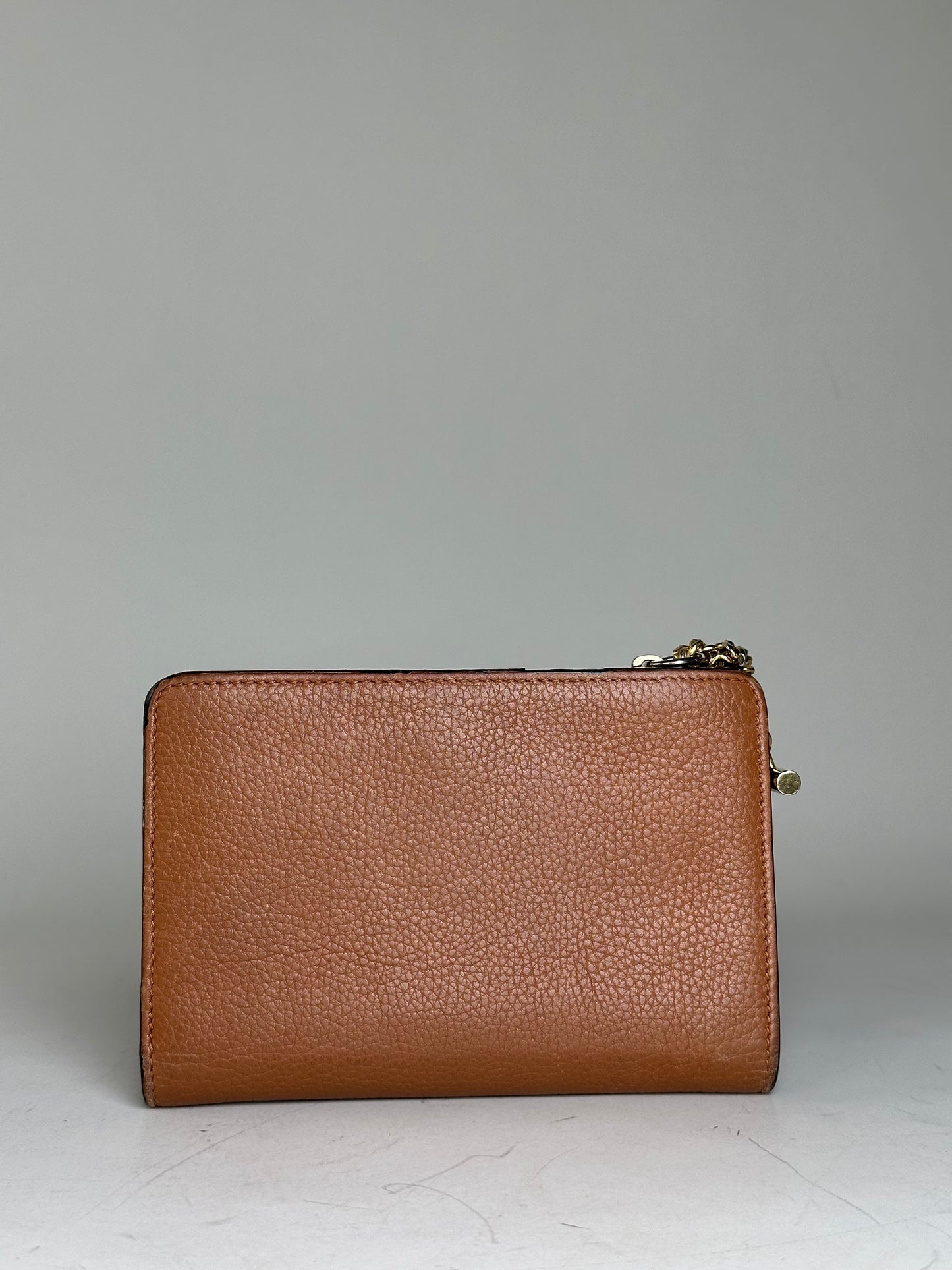 Vintage Chloe Pebbled Leather Wallet Tan Gold