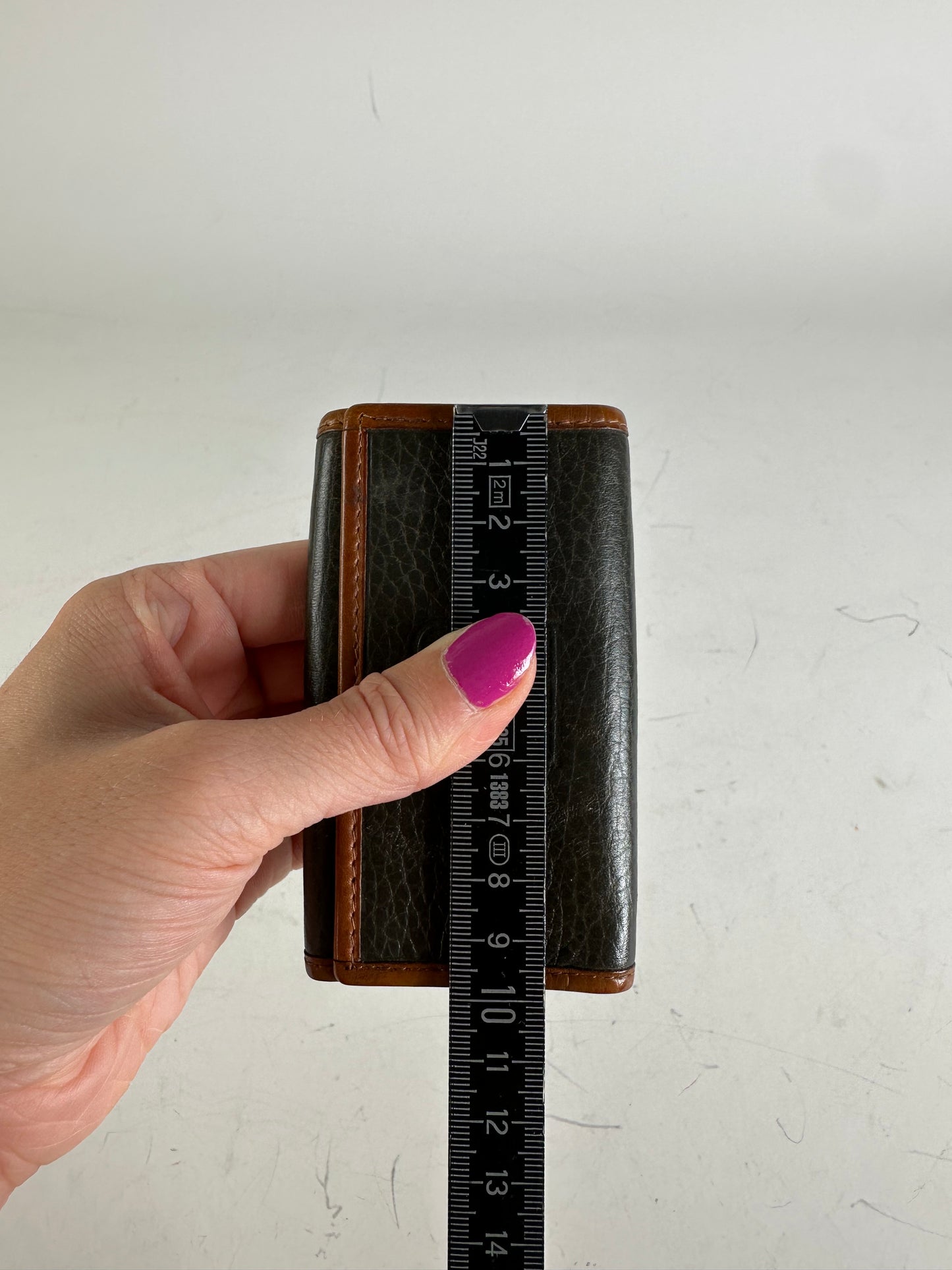 Vintage Celine Textured Leather Card Holder Black Brown Gold