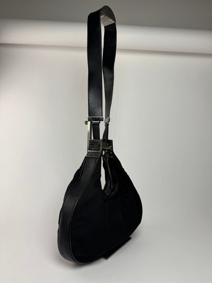 Sac à main vintage Gucci Tom Ford 2Way en toile et cuir noir