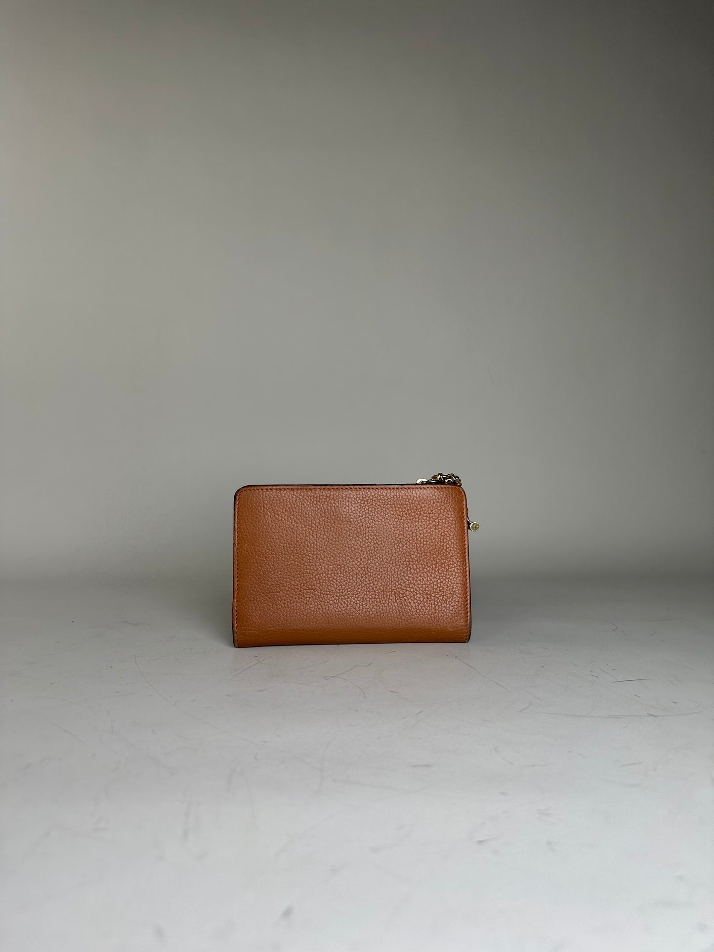 Vintage Chloe Pebbled Leather Wallet Tan Gold