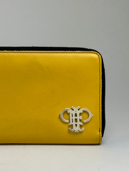 Vintage Emilio Pucci Zip-Around Leather Wallet Yellow Black White