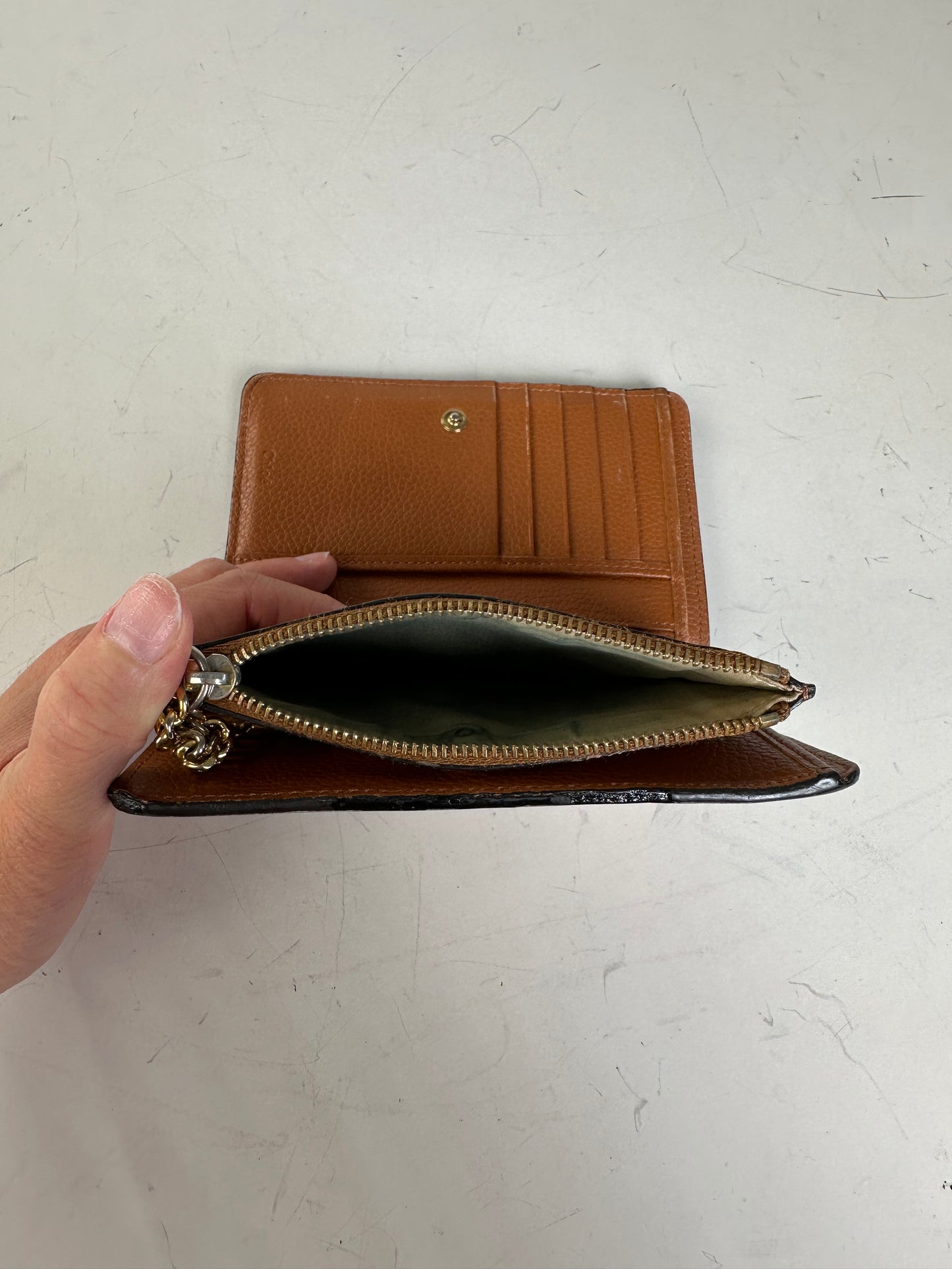 Vintage Chloe Pebbled Leather Wallet Tan Gold